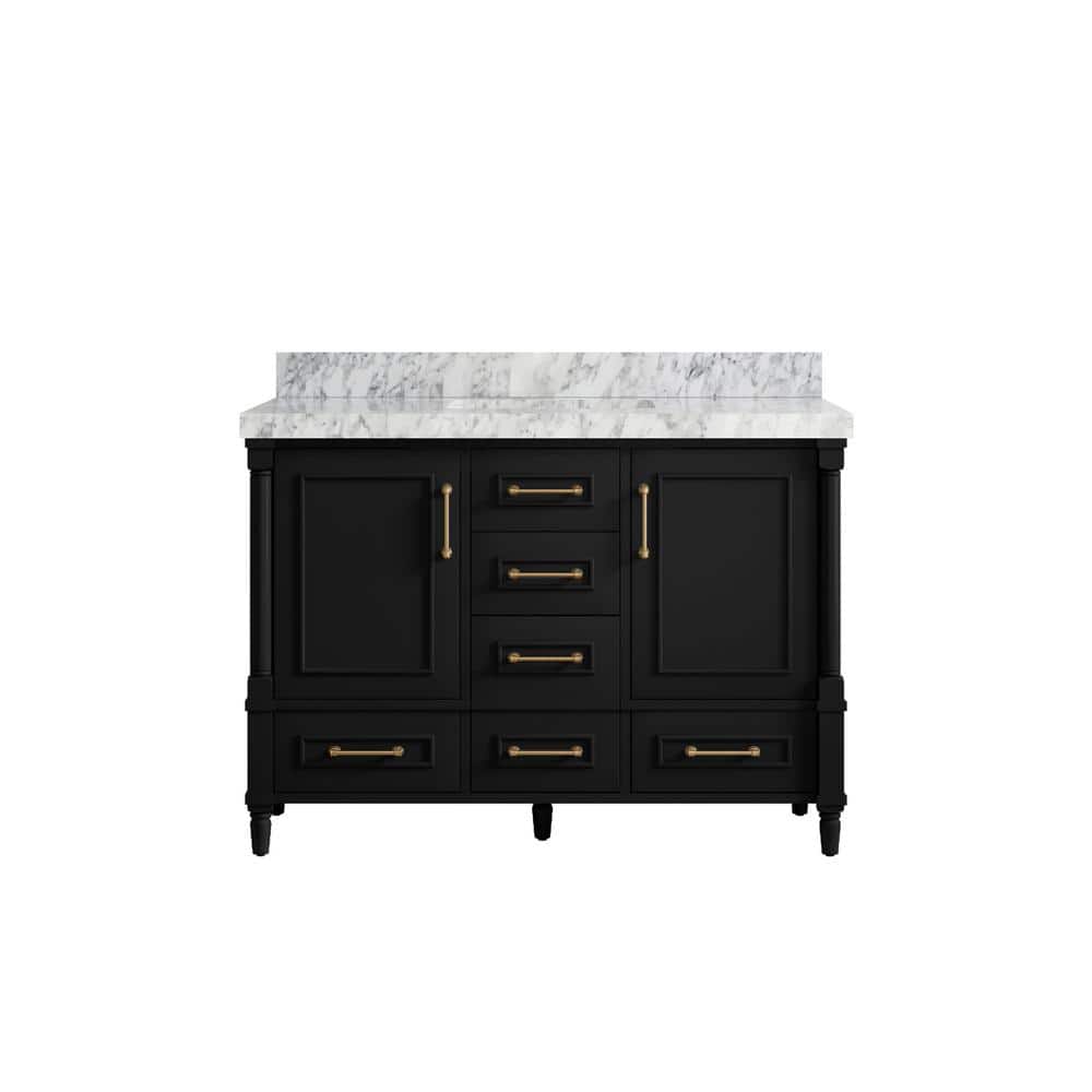 Hudson 48 in. W x 22 in. D x 36 in. H Bath Vanity in Black with 2 in. Carrara Marble Top price history on PriceWatchPro