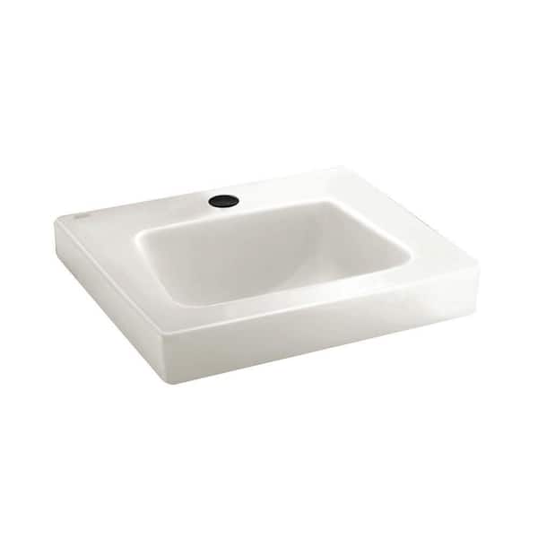 American Standard Lucerne Wall Hung Bathroom Sink in White with Single Faucet Hole on Right