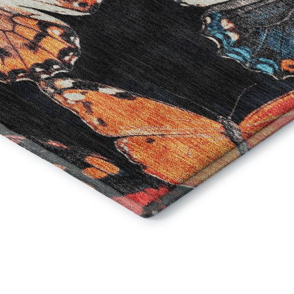 Mayfield Premium Machine Washable Abstract AMF2201 Black 8 ft. x 10 ft. Area Rug
