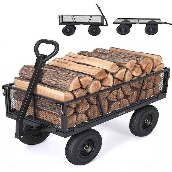 1200LBS Heavy Duty Steel Garden Cart 13" All-Terrain Wheels 180° Rotating Handle for Outdoor Gardening Blcak