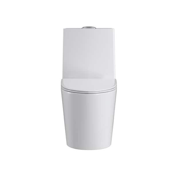 cadeninc 1-Piece 1.27 GPF Dual Flush Elongated Standard One Piece Toilet in Gloss White, Seat Included