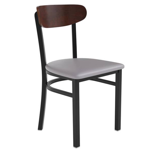 Carnegy Avenue Walnut Wood Back/Gray Vinyl Seat Vinyl Dining Chair CGA