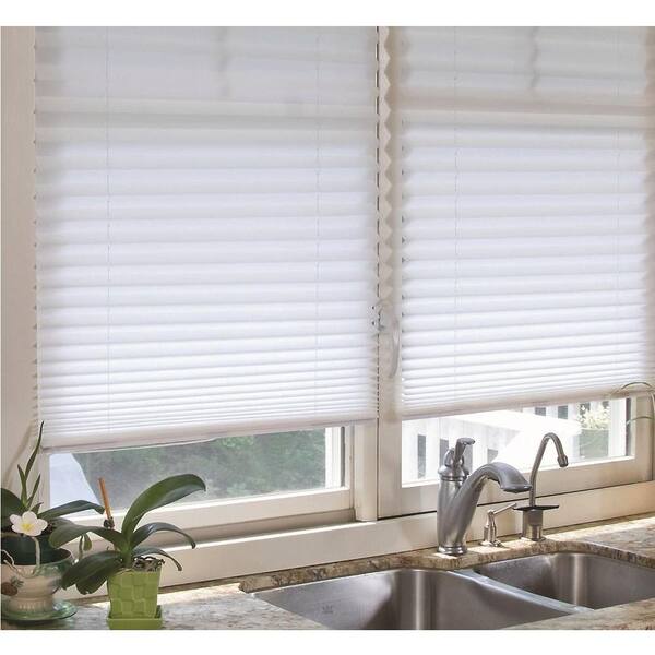 Redi Shade White Fabric Corded Light Filtering Pleated Shade - 48 in. W x 72 in. L