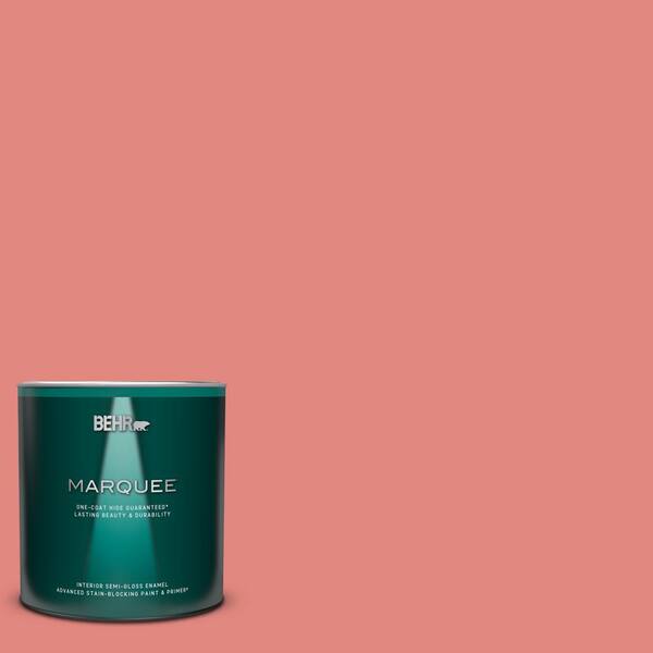 BEHR MARQUEE 1 qt. #PPU1-04A Watermelon Punch Semi-Gloss Enamel Interior Paint & Primer