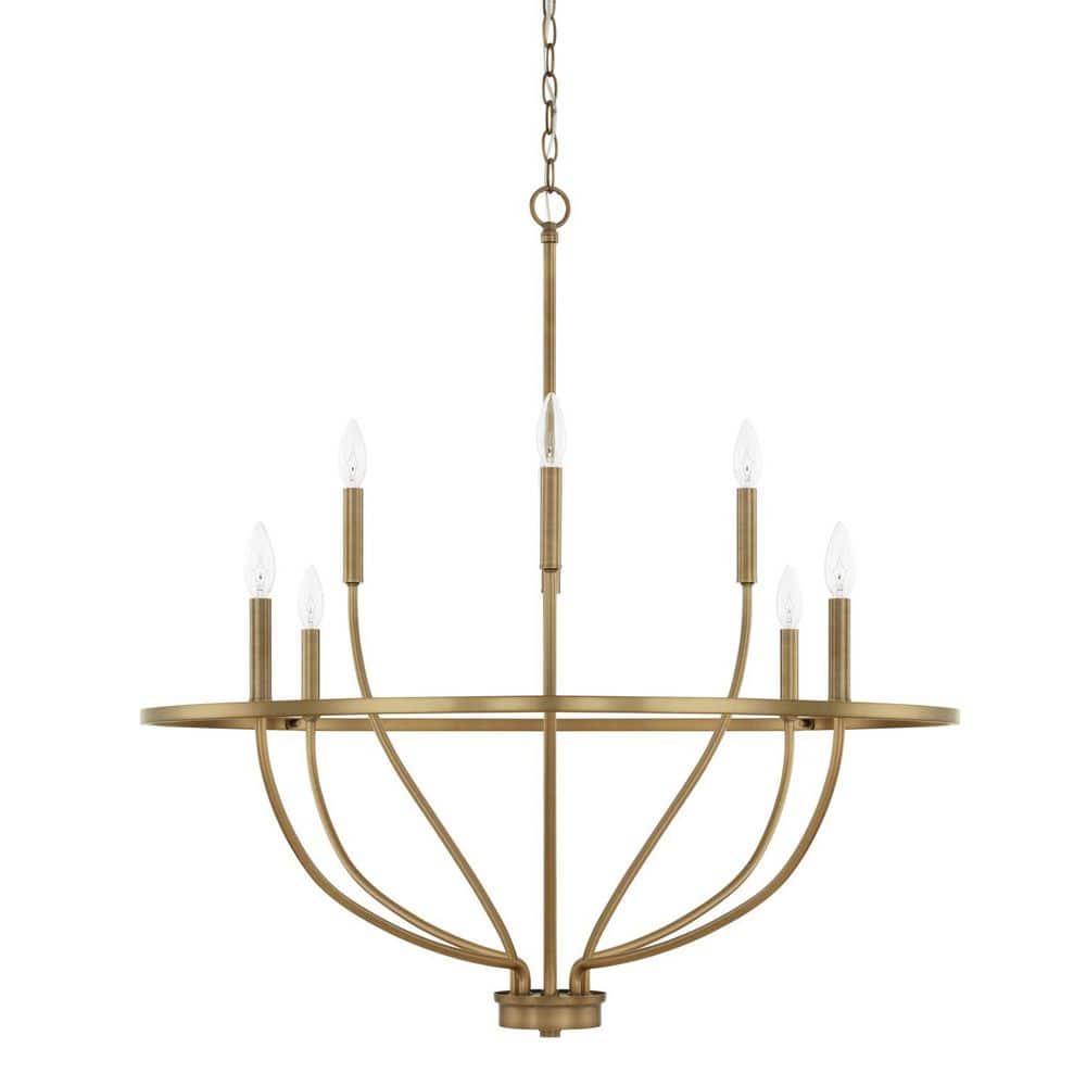 Greyson Aged Brass 8-Light Candle Chandelier