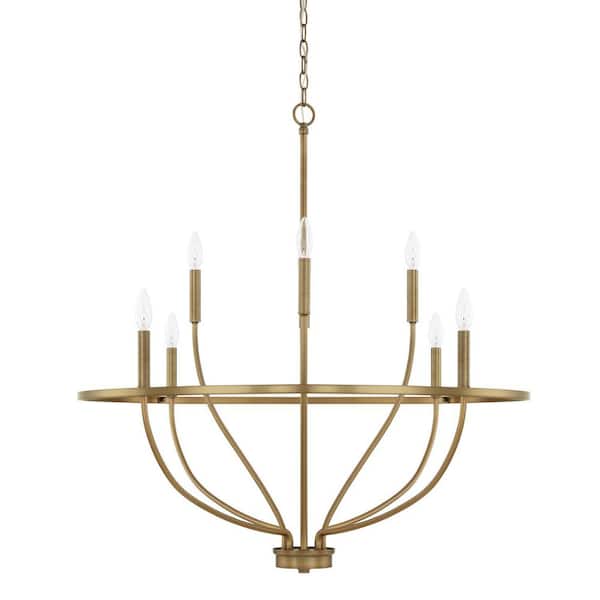 Greyson 8-Light 34 in. W x 36.5 in. H Aged Brass Chandelier