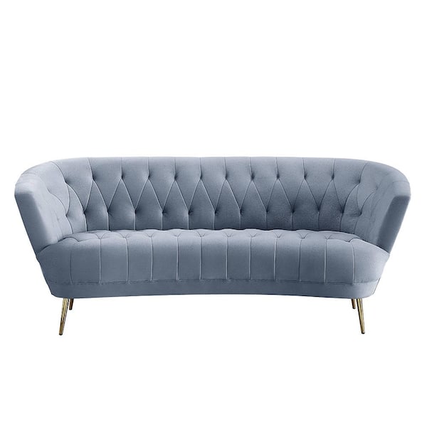 Acme Furniture Bayram 35 in. W Slope Arm Velvet Cabriole Curved Sofa in ...