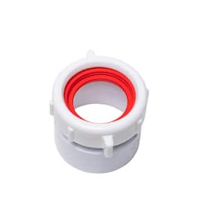 1-1/2 in. White Plastic Threaded Sink Drain Pipe Adapter with Slip-Joint Nut and Washer