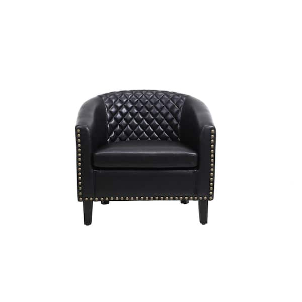 black leather round chair