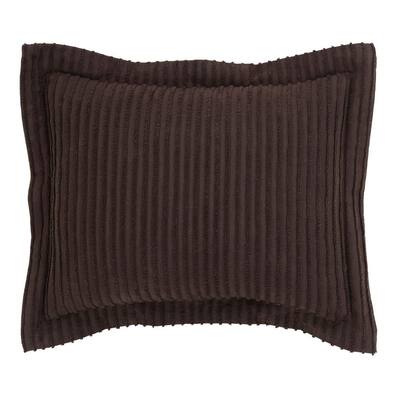 Better Trends Julian Collection in Solid Stripes Design Chocolate Standard 100% Cotton Tufted Chenille Sham