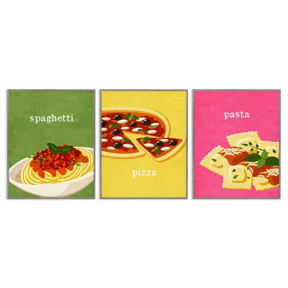 Italian Cuisine Meals by Kim Allen 3 Piece Gray Framed Food Giclee Art Print 30 in. x 24 in. price history on PriceWatchPro