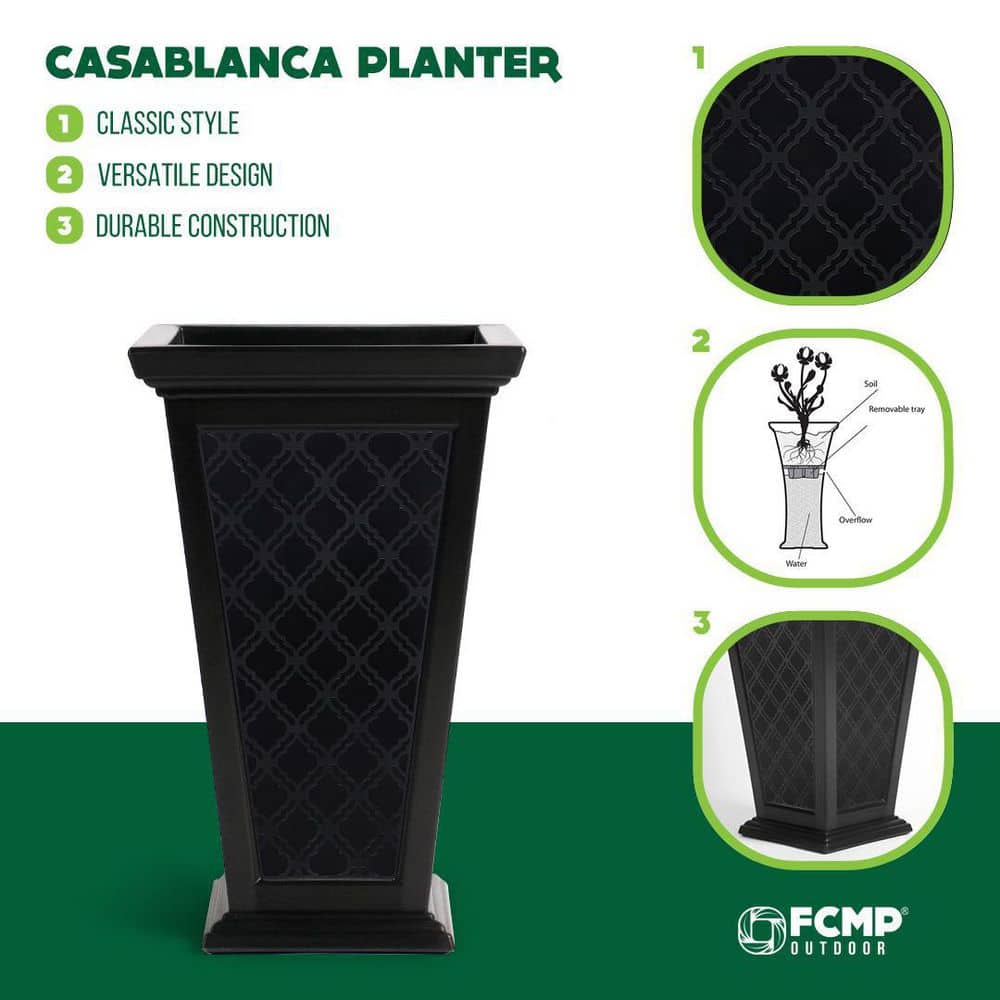 Casablanca Self-Watering Pedestal Planter, 24" Moroccan-Inspired Design