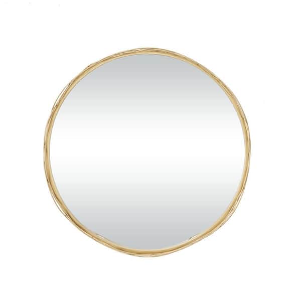 Litton Lane 24 in. x 24 in. Round Framed Gold Wall Mirror