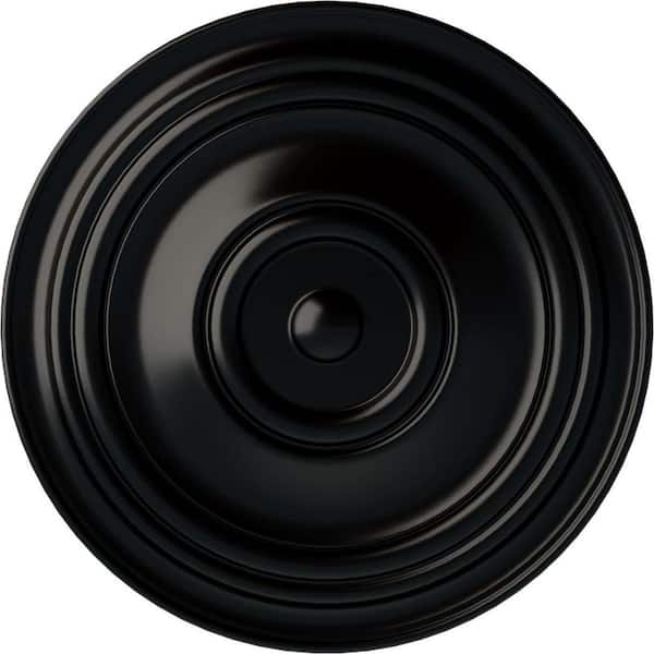 Ekena Millwork 31-1/2" x 2-1/2" Traditional Urethane Ceiling Medallion (Fits Canopies up to 8-1/4"), Hand-Painted Jet Black