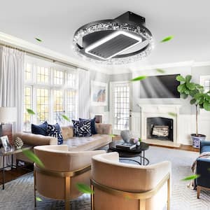 20 in. Indoor Black Indoor Ceiling Fan with Adjustable White Integrated LED, Remote Included