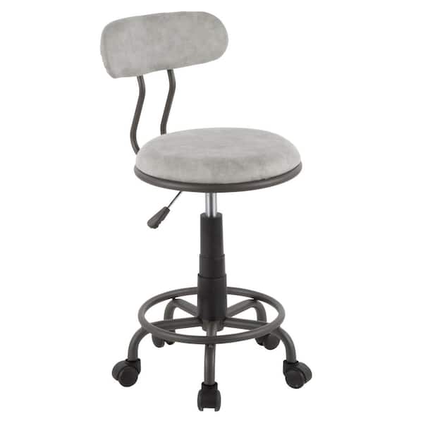Lumisource Swift Grey Metal and Light Grey Faux Leather Task Chair