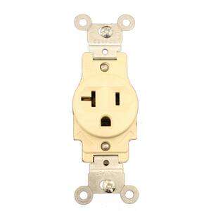 20 Amp Commercial Grade Grounding Single Outlet, Ivory