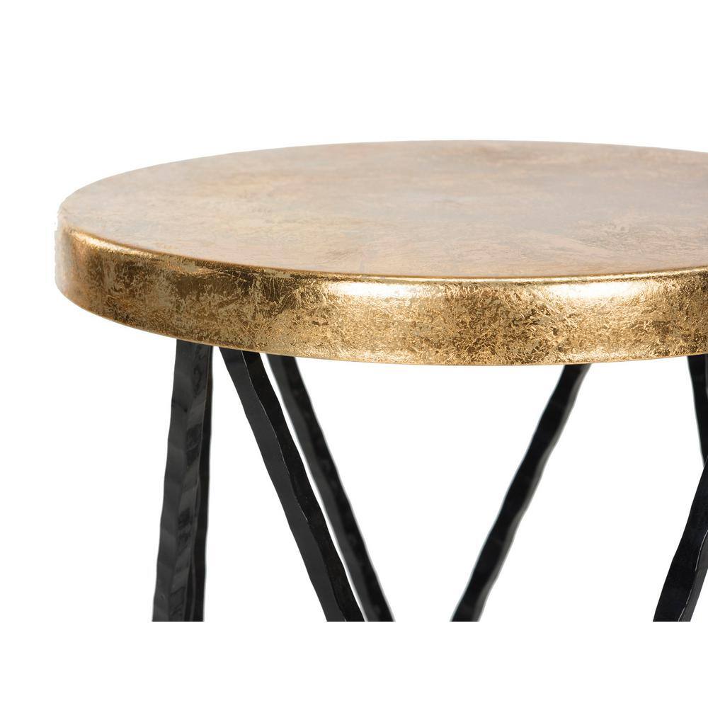 Transitional 30" Black and Gold Metal Bar Stool with Hairpin Legs