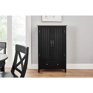 Bainport Black with Haze Top Wood Kitchen Pantry with Haze Top (28 in. W x 45 in. H)