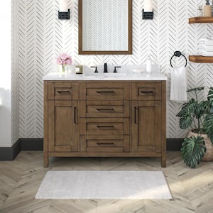 Tahoe 48 in. W x 21 in. D x 34 in. H Single Sink Bath Vanity in Almond Latte with White Engineered Marble Top