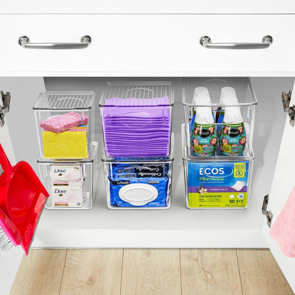 Medium Clear Plastic Storage Bins with Lids, Clear Stackable Storage Bins, 
