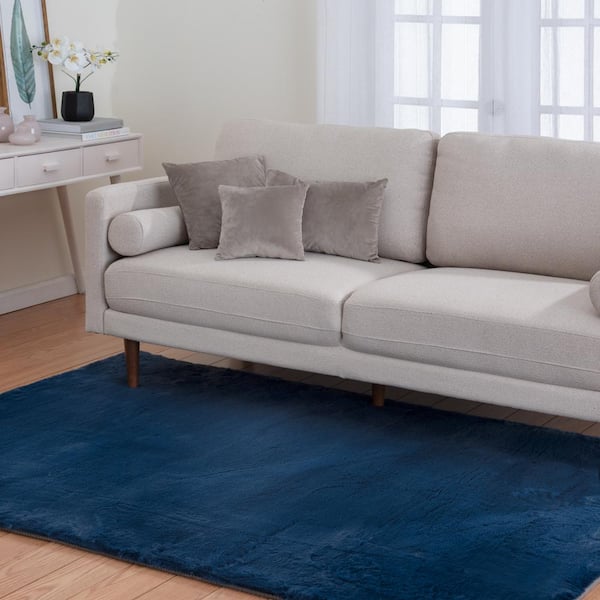 Piper Navy 7 ft. x 9 ft. Solid Polyester Area Rug