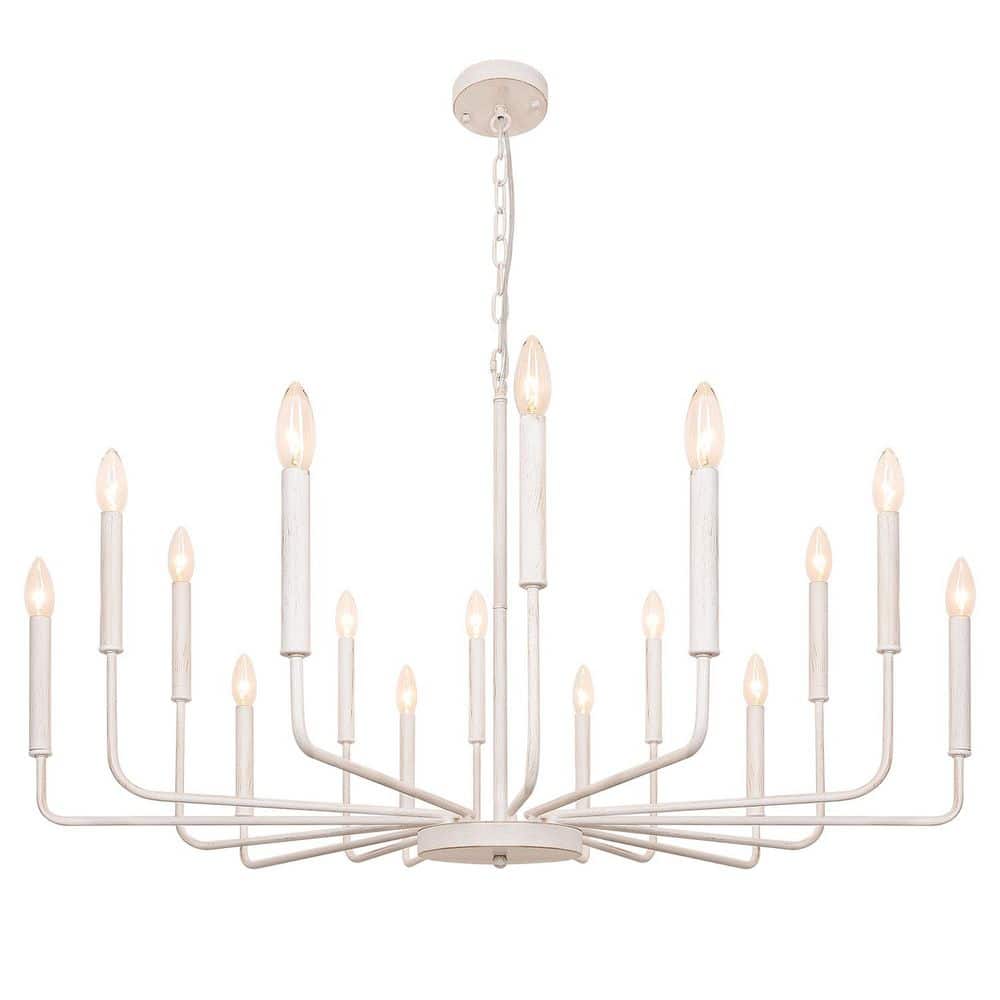 Modern 16-Light Metal Candle Chandelier, Rustic Off White Chandeliers for Living Room, Kitchen, Entryway price history on PriceWatchPro