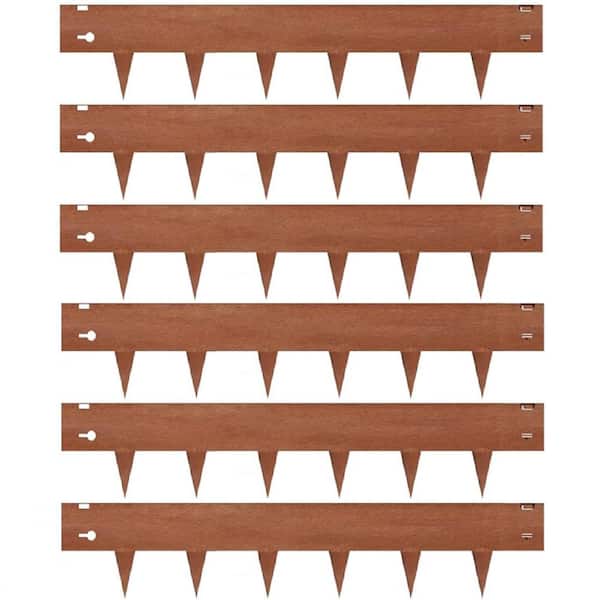 40 in. x 8 in. x 40 in. Gray Blue Finish Flexible Pre-Applied Rust Patina Cor-Ten Steel Edging Garden Border 6-Pieces