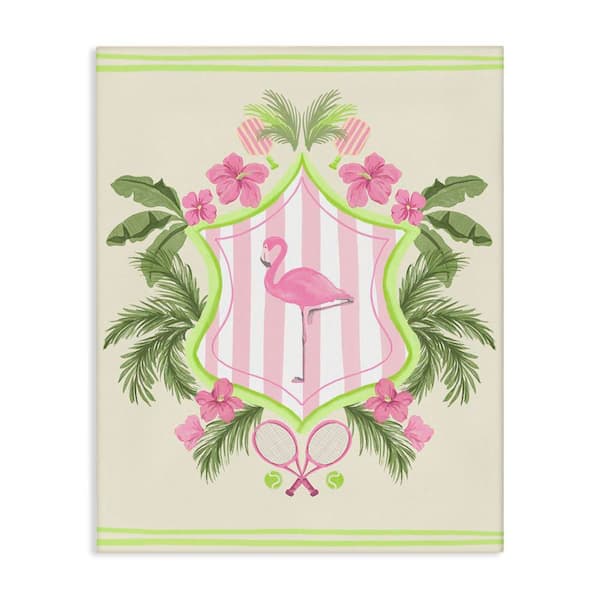 Stupell Industries Palm Beach Flamingo Emblem by Kate Eldridge Unframed Sports Graphic Art Print 20 in. x 16 in.