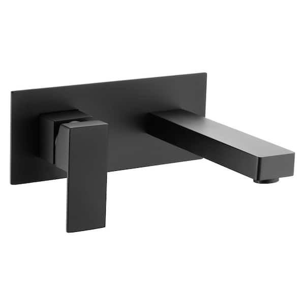 SUMERAIN Left-Handed Single Handle Wall Mounted Bathroom Faucet with Rough-in Valve in Matte Black
