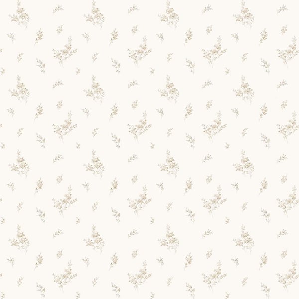 Unbranded Miniatures 2 Beige/White Tiny Rose Cluster Design Matte Finish Non-Pasted Vinyl Non-Woven Wallpaper Roll