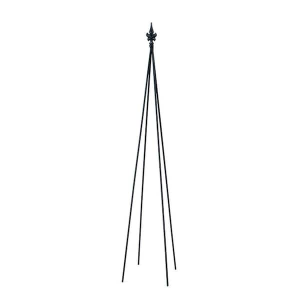 58 in. Tall, Black Powder Coat Finish, Fleur-De-Lis Garden Trellis Tool