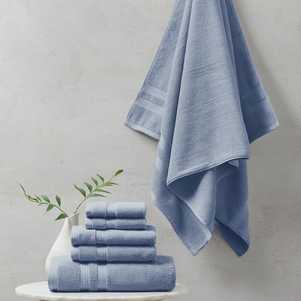 Beautyrest Plume 6-Piece Blue Cotton Bath Towel Set Feather Touch  Antimicrobial 100% BR73-2438 - The Home Depot