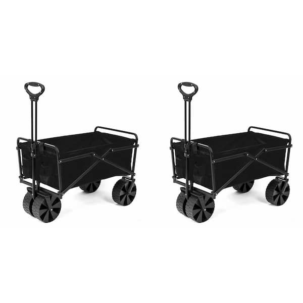 Folding Wagon Cart Collapsible Folding Garden Cart Beach Utility Outdoor Black 