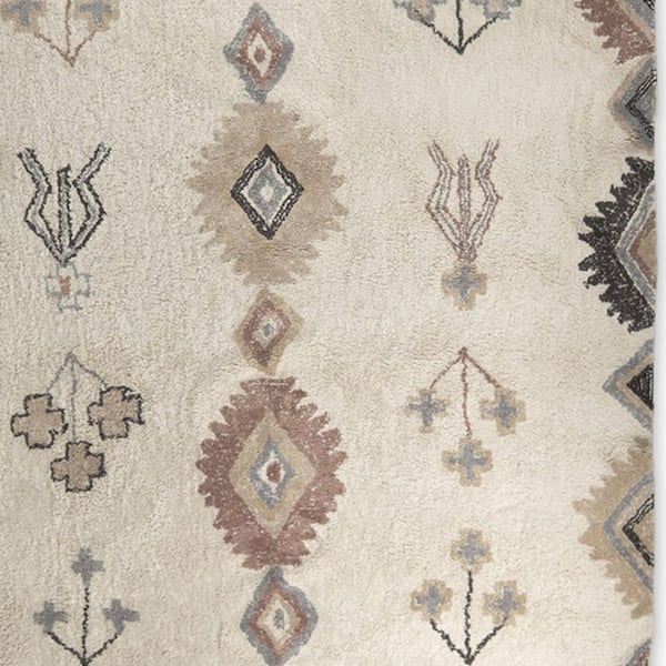 5 ft. x 8 ft. Beige, Blue Tribal Washable Area Rug