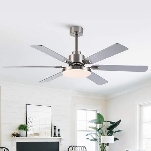 60 in. Indoor Integrated LED Brushed Nickel Ceiling Fan with Light, DC Motor, and Remote Control Included