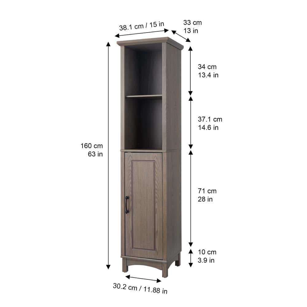 Modern Farmhouse Black Wooden Linen Tower with Adjustable Shelving