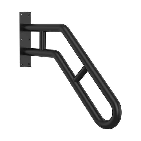 NVNOO 25.8 in. Outdoor Grab Bar Frossvt Wall Mount Handrail for Garage Porch Garden 1 to 3 Steps Stairs, Black (1-Pack)