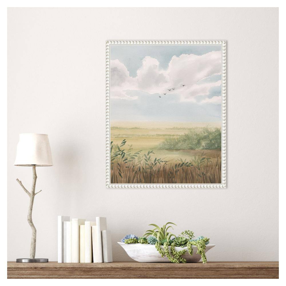 Clear Day Meadow II Scenic Landscape Canvas Print with White Floater Frame