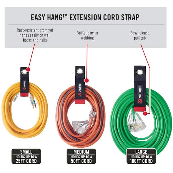 VELCRO Brand VEL-30120-USA Easy Hang Strap. Heavy Duty Outdoor Storage  Extension Cords, Cables, Tools, Bikes. Organization for Garden, Shed, RV.  Small-1Pk, Black : : Tools & Home Improvement