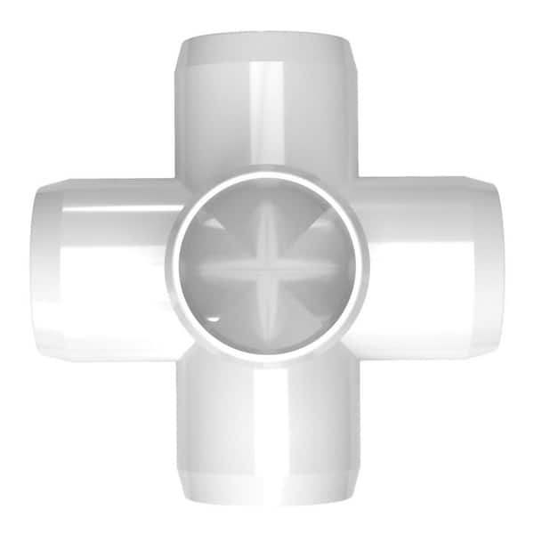 Formufit 1 in. Furniture Grade PVC 5-Way Cross in White (4-Pack