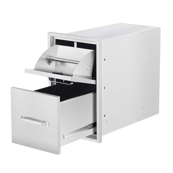 Outdoor Kitchen Drawers,13 W x 20.5 H x 23 D in. Double BBQ Access Drawers,Stainless Steel Flush Mount BBQ Island Drawer