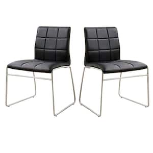 Oahu Contemporary Black Side Chair with Steel Tube (Set of 2)