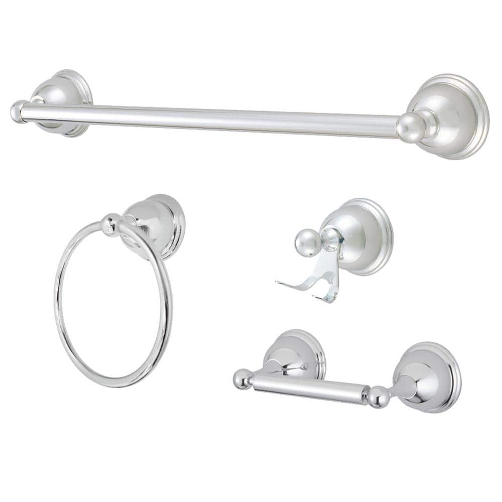 Kingston Brass Traditional 4-Piece Bath Hardware Set in Polished Chrome ...