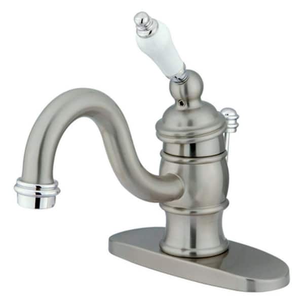 Kingston Brass Victorian Single Hole Single-Handle Bathroom Faucet in Chrome and Brushed Nickel
