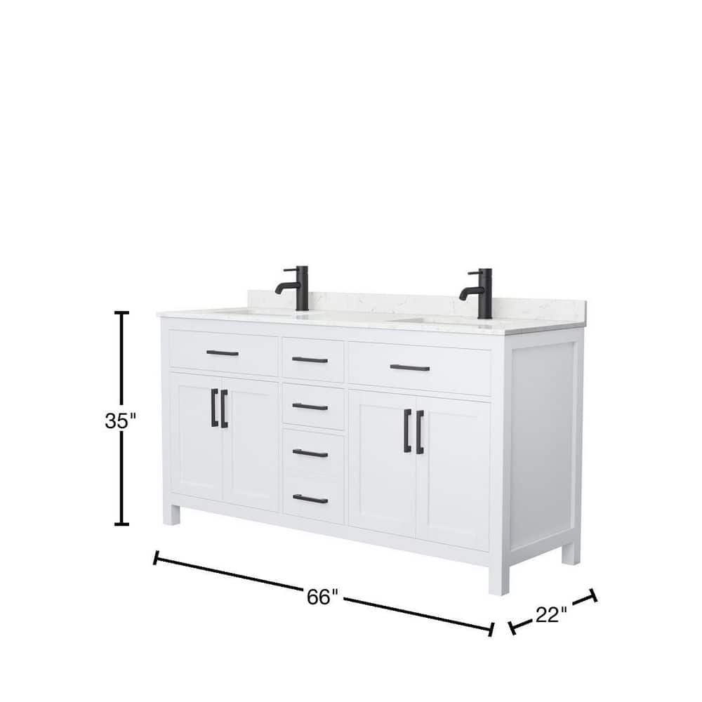 Beckett Elegant 66'' White Double Freestanding Bathroom Vanity with Marble Top