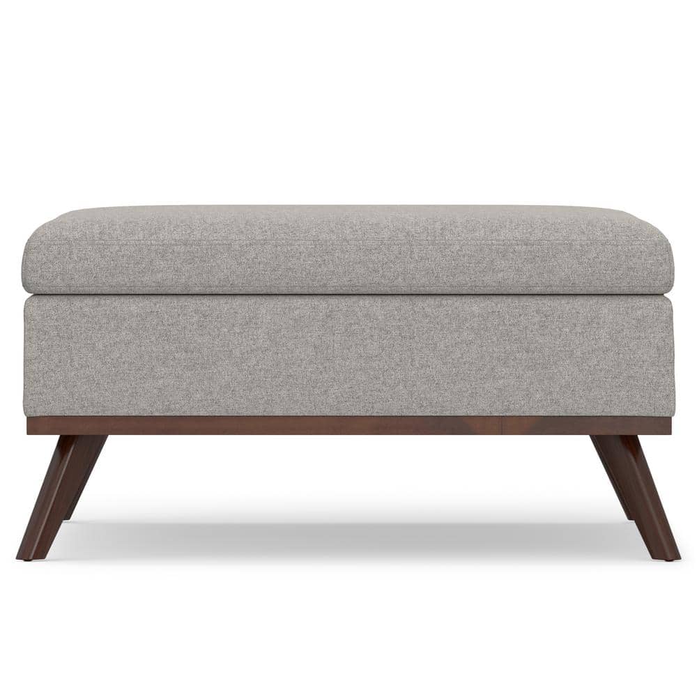 Cloud Gray Upholstered Storage Ottoman with Solid Wood Legs