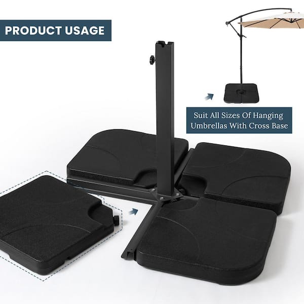 4-piece cantilever offset patio umbrella stand square base plate set Westin Outdoor 9814101 Universal Standard Cross Base Umbrella Weights Black