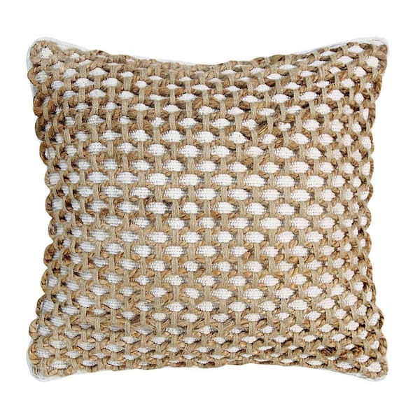 Boho Living Jada Geometric White 20 in. x 20 in. Braided Jute Decorative  Throw Pillow YMO006946 - The Home Depot