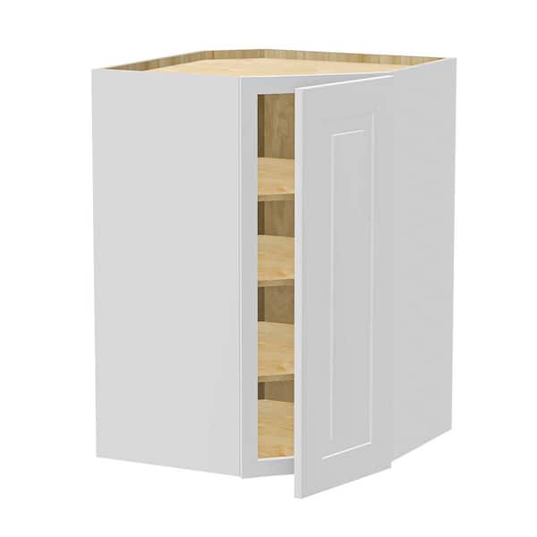 Home Decorators Collection Grayson 23 in. W x 15 in. D x 36 in. H Assembled Plywood Diagonal Wall Kitchen Cabinet in Pacific White with Soft Close